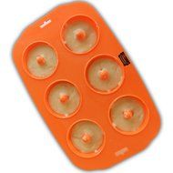 Silicone Donut Maker Baking Pan Tray - 6 Holes - Pure Food Grade Premium Non-Stick Silicon - Orange - Bake Like... N4