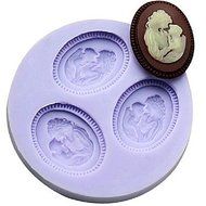 Y&amp;XL&amp;H Mother and Son Fondant Cake Chocolate Resin Clay Candy Silicone Mold,L6mW6cmH1cm N3