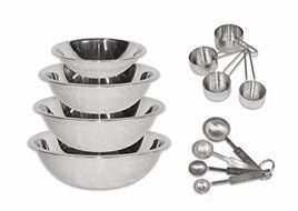 2dayShip Stainless Steel Mixing Bowls 1.5, 3, 4, and 5 Quart and Measuring Cup and Spoon Sets, Set of 6 by 2dayShip