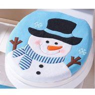 2PCS Toilet Seat Cover,Morecome Fancy Snowman and Rug Bathroom Set Christmas Decor N2