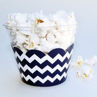 Navy Blue Chevron Cupcake Wrappers, Nautical Decoration, Confetti Couture Party Supplies, 36 Wraps N6