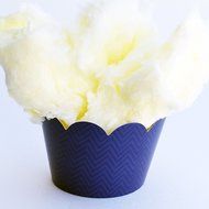 Navy Blue Chevron Cupcake Wrappers, Nautical Decoration, Confetti Couture Party Supplies, 36 Wraps N7