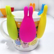 Efbock New Silicone Gel Rabbit Shape Tea Bag Infuser Holder Random Candy Color Mug Gift 3pcs N2