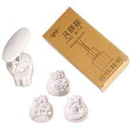 Benran Traditional Mid-autumn Festival DIY Decoration Hand Press Moon Cake Cutter Mold Set (Circular Flower Stamp... N7