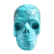 JOVIVI Hand Carved Natural Gemstone Healing Reiki Skull Head Statue Figurine 1.5 inches w/Box (Turquoise) N22