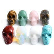 JOVIVI Hand Carved Natural Gemstone Healing Reiki Skull Head Statue Figurine 1.5 inches w/Box (Turquoise) N24