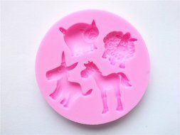 Wocuz W0185 Horse Pig Sheep Donkey Shape Silicone Candy Fondant Chocolate Accessory Mold Cake Decoration