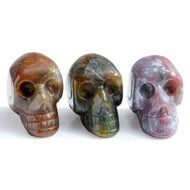 JOVIVI Hand Carved Natural Gemstone Healing Reiki Skull Head Statue Figurine 1.5 inches w/Box (Turquoise) N26
