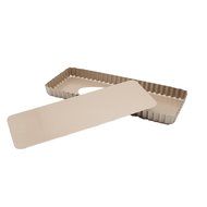 Plataplus Long Rectangle Tart Pan with Removable Bottom 14.4&rdquo; Nonstick Golden N4