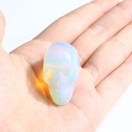 JOVIVI Hand Carved Natural Gemstone Healing Reiki Skull Head Statue Figurine 1.5 inches w/Box (Turquoise) N28
