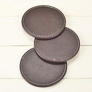 Figella Set of 6pcs Round Coffee Cup Mat PU Leather Placemat Coasters Cup Mats with Holder for Home Decoration... N9