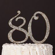 80 Gold Cake Topper for 80th Birthday Crystal Rhinestone Number Decoration (Gold) N4