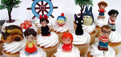 TOTORO and FRIENDS 18 Piece Birthday CUPCAKE Topper Set Featuring 14 Random Totoro and Friends Figures - Decorative... N3
