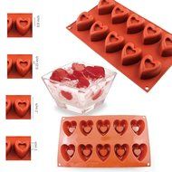 Silicone Mold Rectangle, 10 Cavity Heart Shape Silicone Chocolate Cake Pan Cupcake Liners Soap Candy Mold, Cavity...