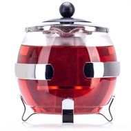 Stunning Glass Globe Teapot with Cozy Warmer, Borosilicate Glass, Beautiful Chrome Finish Tea Kettle &ndash; 9cm Stainless... N8