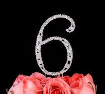 LOVENJOY with Gift Box Number 2 2nd Rhinestone Crystal Birthday Cake Topper Silver N2