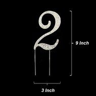 Number 2 Rhinestone Crystal Cake Topper Silver, Numbers, Letters for Wedding, Birthday, Anniversary, Party. Shine... N29