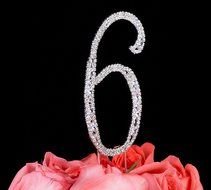 LOVENJOY with Gift Box Number 2 2nd Rhinestone Crystal Birthday Cake Topper Silver N3
