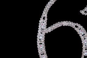 LOVENJOY with Gift Box Number 2 2nd Rhinestone Crystal Birthday Cake Topper Silver N4