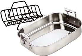 All-Clad 51114 Stainless Steel Petite Roti Pan with Nonstick V-Shaped Roasting Rack / Cookware, Silver