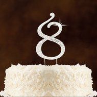 Number 2 Rhinestone Crystal Cake Topper Silver, Numbers, Letters for Wedding, Birthday, Anniversary, Party. Shine... N36