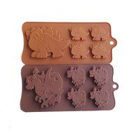 Yunko 5 Cavity Dragon Chocolate Silicone Mold Ice Cube Candy Fudge Mold 2pcs/set