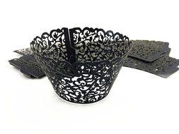 Yansanido 100 set pink Filigree Artistic Bake Little Vine Lace Laser Cut Cupcake Wrapper Cup Muffin Case Trays... N25