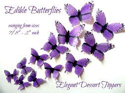 24 Purple Monarch BUTTERFLY Small Medium &amp; Large Edible Decorative Wafer Paper Butterflies &copy; Assorted Set Cake... N2