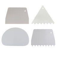 BESTCYC 4 Pcs Set Different Function White Plastic Cake Scraper Smoother Cutter Cake Edge Side Decorating Comb N2
