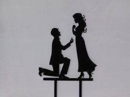Groom Proposes to His Bride Cake Topper Wedding Engagement
