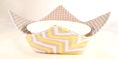 Microwave Bowl Cozy Yellow Chevron Gray/Dots N2