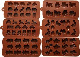 6pc Candy Molds, Chocolate Molds, Silicone Molds, Soap Molds, Silicone Baking Molds-6pc Value Set- Dinosaur,happy... N4