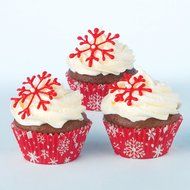 Sweet Creations 50 Count Christmas Holiday Baking Cup Cupcake Papers, White Snowflake