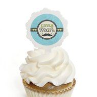 Dashing Little Man Mustache Party - Cupcake Picks with Stickers - Baby Shower or Birthday Party Cupcake Toppers...