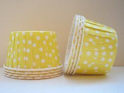 Polka Dot Candy,Ice Cream, Nut, Muffin, Cups Yellow 20ct. - Twilight Parties