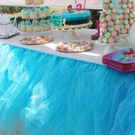 ILOVEDECOR Tulle TUTU Table Skirt Tableware Wedding Party Xmas Baby Shower Birthday Decor (Blue) N6