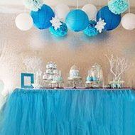 ILOVEDECOR Tulle TUTU Table Skirt Tableware Wedding Party Xmas Baby Shower Birthday Decor (Blue) N7