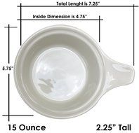 CAC Ceramic Single Serve Casserole Baking Dish with Handle and Pan Scraper, Set of 4, Bone White (15 Ounce)
