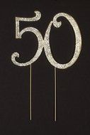 50 Cake Topper for 50th Birthday or Anniversary Gold Party Supplies and Decoration Ideas (Gold) N18