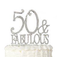 50 Cake Topper for 50th Birthday or Anniversary Gold Party Supplies and Decoration Ideas (Gold) N19