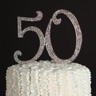 50 Cake Topper for 50th Birthday or Anniversary Gold Party Supplies and Decoration Ideas (Gold) N21