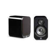 Q Acoustics 3010 Bookshelf Speaker Pair (Gloss Black) + QED Silver Anniversary XT Speaker Cable Pair 6.5 Feet...