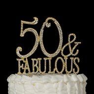50 Cake Topper for 50th Birthday or Anniversary Gold Party Supplies and Decoration Ideas (Gold) N23