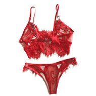 1Set Sexy Lingeriez，Beautyvan Comfortable Lingerie Lace Dress Babydoll Sleepwear G-string (L3, Red) N3