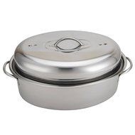 Home N Kitchenware Collection 16" Stainless Steel Turkey Roaster, Oval Shape