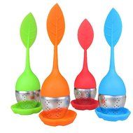 Toyofmine Tea Infuser - Set of 5 Silicone Handle Stainless Steel Strainer Drip Tray Included - Tea Steeper - Leaf... N6
