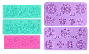 Embossing Lace Fondant Moulds, Multi Circle Flowers Lace Mat Wedding Cake Decoration Tool, Rattan Shaped Sugar... N2