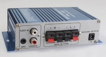 RioRand&reg;2*20W USB SD DVD MP3 Player HIFI Car Power Amplifier With Remote Controller Blue N3