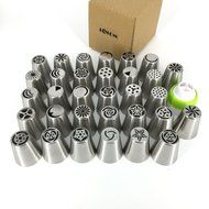 Latom Russian Icing Piping Tips Stainless Steel Large Size Pastry Cake Decoration Tips (10 Russian Piping Tips... N7