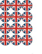 12 Union Jack rice paper fairy / cup cake 40mm toppers pre cut decoration N2